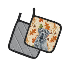 Load image into Gallery viewer, Blue Neapolitan Mastiff Heirloom Fall Pair of Pot Holders