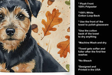 Load image into Gallery viewer, Black and Tan Norfolk Terrier Heirloom Fall Kitchen Towel
