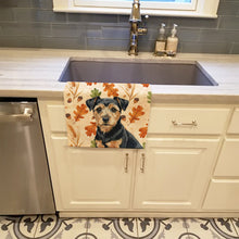Load image into Gallery viewer, Black and Tan Norfolk Terrier Heirloom Fall Kitchen Towel