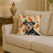 Load image into Gallery viewer, Black and Tan Norfolk Terrier Heirloom Fall Throw Pillow