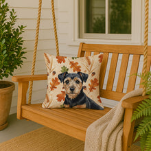 Load image into Gallery viewer, Black and Tan Norfolk Terrier Heirloom Fall Throw Pillow