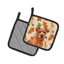 Load image into Gallery viewer, Red Norfolk Terrier Heirloom Fall Pair of Pot Holders