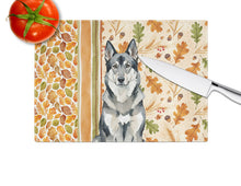 Load image into Gallery viewer, Norwegian Elkhound Heirloom Fall Glass Cutting Board