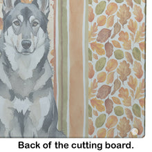 Load image into Gallery viewer, Norwegian Elkhound Heirloom Fall Glass Cutting Board