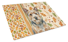 Load image into Gallery viewer, Norwich Terrier Heirloom Fall Glass Cutting Board