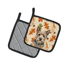 Load image into Gallery viewer, Norwich Terrier Heirloom Fall Pair of Pot Holders
