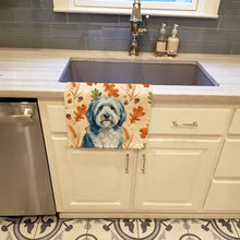 Load image into Gallery viewer, Blue and White Old English Sheepdog Heirloom Fall Kitchen Towel