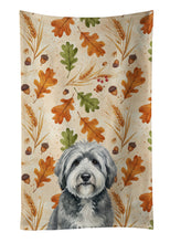 Load image into Gallery viewer, Gray and White Old English Sheepdog Heirloom Fall Kitchen Towel