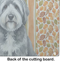Load image into Gallery viewer, Gray and White Old English Sheepdog Heirloom Fall Glass Cutting Board