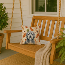 Load image into Gallery viewer, Gray and White Old English Sheepdog Heirloom Fall Throw Pillow