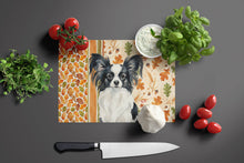Load image into Gallery viewer, Black and White Papillon Heirloom Fall Glass Cutting Board