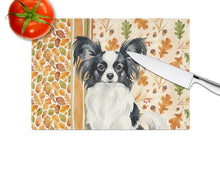 Load image into Gallery viewer, Black and White Papillon Heirloom Fall Glass Cutting Board