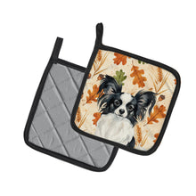 Load image into Gallery viewer, Black and White Papillon Heirloom Fall Pair of Pot Holders