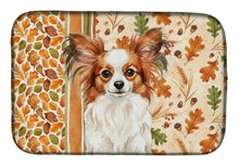 Load image into Gallery viewer, White with Red Papillon Heirloom Fall Dish Drying Mat