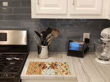 Load image into Gallery viewer, White with Red Papillon Heirloom Fall Glass Cutting Board