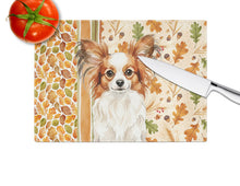 Load image into Gallery viewer, White with Red Papillon Heirloom Fall Glass Cutting Board