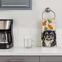 Load image into Gallery viewer, Black and Tan Pekingese Heirloom Fall Kitchen Towel