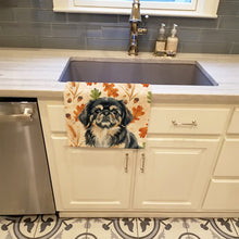 Load image into Gallery viewer, Black and Tan Pekingese Heirloom Fall Kitchen Towel
