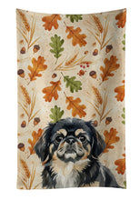 Load image into Gallery viewer, Black and Tan Pekingese Heirloom Fall Kitchen Towel