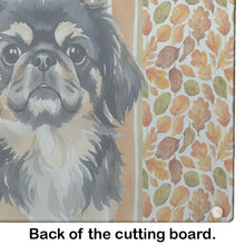 Load image into Gallery viewer, Black and Tan Pekingese Heirloom Fall Glass Cutting Board