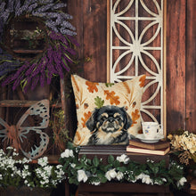 Load image into Gallery viewer, Black and Tan Pekingese Heirloom Fall Throw Pillow