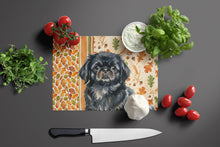 Load image into Gallery viewer, Black Pekingese Heirloom Fall Glass Cutting Board
