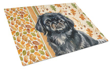 Load image into Gallery viewer, Black Pekingese Heirloom Fall Glass Cutting Board