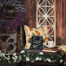 Load image into Gallery viewer, Black Pekingese Heirloom Fall Throw Pillow