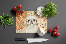 Load image into Gallery viewer, Cream Pekingese Heirloom Fall Glass Cutting Board