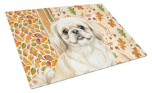 Load image into Gallery viewer, Cream Pekingese Heirloom Fall Glass Cutting Board