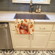 Load image into Gallery viewer, Red Pekingese Heirloom Fall Kitchen Towel