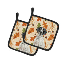 Load image into Gallery viewer, Black and White Pointer Heirloom Fall Pair of Pot Holders