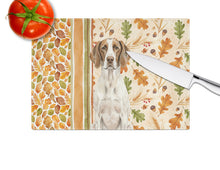 Load image into Gallery viewer, Liver and White Pointer Heirloom Fall Glass Cutting Board