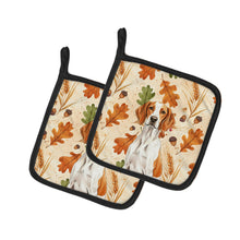 Load image into Gallery viewer, Orange and White Pointer Heirloom Fall Pair of Pot Holders