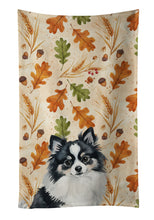 Load image into Gallery viewer, Black and White Pomeranian Heirloom Fall Kitchen Towel