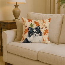 Load image into Gallery viewer, Black and White Pomeranian Heirloom Fall Throw Pillow