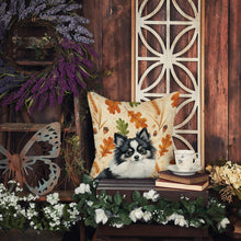 Load image into Gallery viewer, Black and White Pomeranian Heirloom Fall Throw Pillow