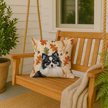Load image into Gallery viewer, Black and White Pomeranian Heirloom Fall Throw Pillow