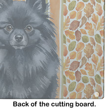 Load image into Gallery viewer, Black Pomeranian Heirloom Fall Glass Cutting Board