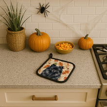 Load image into Gallery viewer, Black Pomeranian Heirloom Fall Pair of Pot Holders