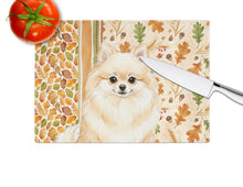 Load image into Gallery viewer, Cream Pomeranian Heirloom Fall Glass Cutting Board