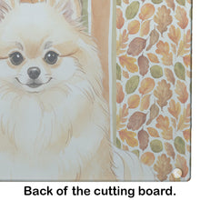 Load image into Gallery viewer, Cream Pomeranian Heirloom Fall Glass Cutting Board