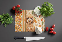 Load image into Gallery viewer, Miniature Apricot Poodle Heirloom Fall Glass Cutting Board
