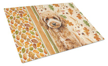 Load image into Gallery viewer, Miniature Apricot Poodle Heirloom Fall Glass Cutting Board