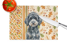 Load image into Gallery viewer, Miniature Black Poodle Heirloom Fall Glass Cutting Board