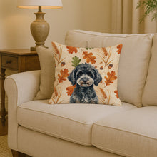 Load image into Gallery viewer, Miniature Black Poodle Heirloom Fall Throw Pillow