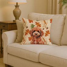 Load image into Gallery viewer, Miniature Red Poodle Heirloom Fall Throw Pillow