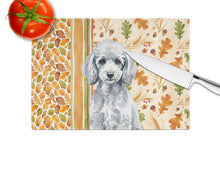 Load image into Gallery viewer, Miniature Silver Poodle Heirloom Fall Glass Cutting Board