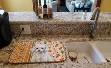 Load image into Gallery viewer, Miniature White Poodle Heirloom Fall Dish Drying Mat