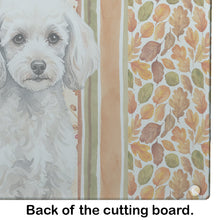 Load image into Gallery viewer, Miniature White Poodle Heirloom Fall Glass Cutting Board
